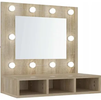 Koupelnový nábytek Skříňka se zrcadlem a LED osvětlením, dub sonoma, 60x31,5x62 cm