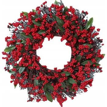 Věnec Věnec na dveře červený zelený vánoční sváteční 50 cm