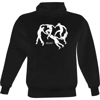 Pánská mikina Pánská mikina s kapucí s potiskem Tanec zelených, Bílé na černém, unisex pánské