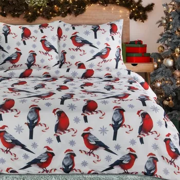 Vánoční povlečení 160x200 cm set vánoční ptáčci
