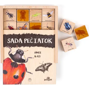Dřevěná hračka Lesní svět Pečiatky 16 kusov - Hmyz SK