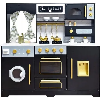 Dětská kuchyňka Derrson Dřevěná kuchyňka XXL Black Pearl 