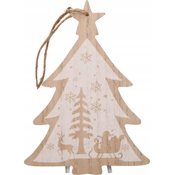 Vánoční dekorace Dřevěná ozdoba na stromeček - přírodní, 20 cm