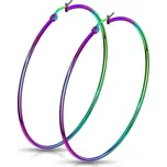 Duhové ocelové náušnice - kruhy 70 mm