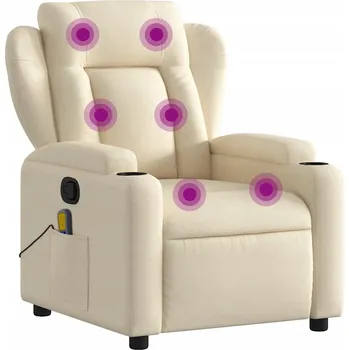 Křeslo Rozkládací Masážní Křeslo s Vibracemi, Krémové, 77x94,5x100 cm