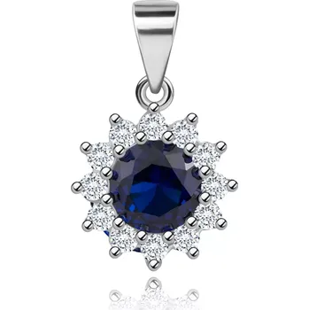 Přívěsek Stříbrný přívěsek 925 - motiv květiny, modrý zirkon, zirkonová obruba