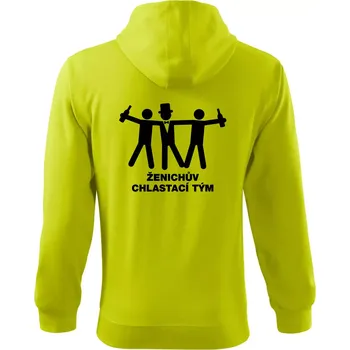 Pánská mikina Ženichův chlastací tým - Mikina s kapucí na zip trendy zipper - 2XL ( Limetková )