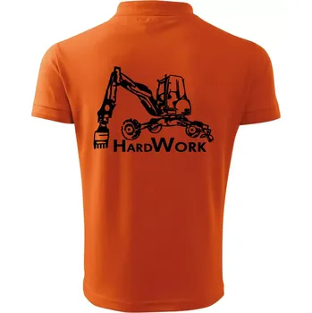 Pánská košile Hard Work kráčivý bagr - Polokošile pánská Pique Polo 203 - 2XL ( Oranžová )