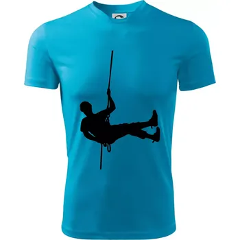 Chlapecké tričko Visící horolezec - Dětské triko sportovní (dresovina) - 146 cm/10 let ( Světlý tyrkys )