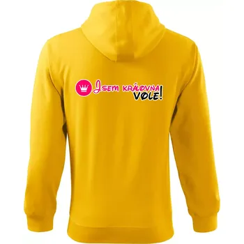 Pánská mikina Jsem královna vole! - Mikina s kapucí na zip trendy zipper - 3XL ( Žlutá )