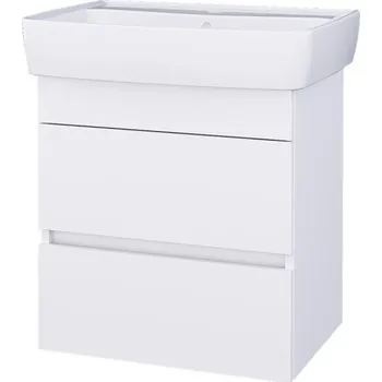 Koupelnový nábytek Skříňka pod umyvadlo 52x39,2x55 cm, CONCEPT 50 2 zásuvky, lesklá bílá