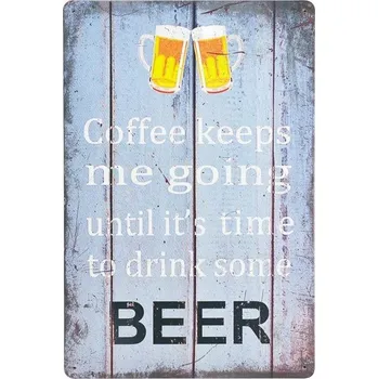 Obraz Dekorativní kovová cedule COFFEE OR BEER