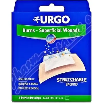 Náplast URGO BURNS Na popáleniny lipidok.nápl.10x7cm 4ks