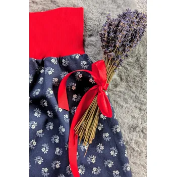 Dámská sukně Sukénka půlkolová Lísteček - tmavě modrá Velikost: S, Barva lemu: Červená