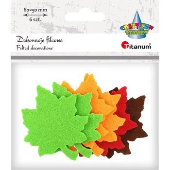 Titanum Dekorace, filcová, JAVOROVÉ LISTY, 5x6cm, mix barev, 6 ks/bal.