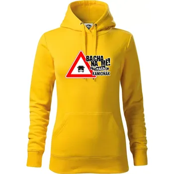 Dámská mikina Bacha na mě! Můj táta je kamioňák - Mikina dámská Cape s kapucí - M ( Žlutá )