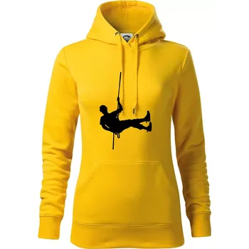 Dámská mikina Visící horolezec - Mikina dámská Cape s kapucí - XL ( Žlutá )