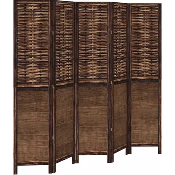 Paraván Paraván Skládací z masivního dřeva Paulownia a bambusu, tmavě hnědá, 180x180 cm