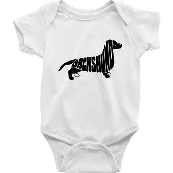 Kojenecké oblečení Jezevčík - Dachshund - Body kojenecké s krátkým rukávem - Krátký r. 18-24 měs ( Bílá )