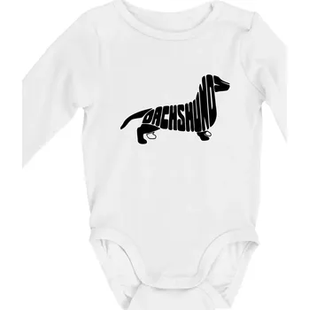 Jezevčík - Dachshund - Body kojenecké s dlouhým rukávem - Dlouhý r. 6-12 měs ( Bílá )