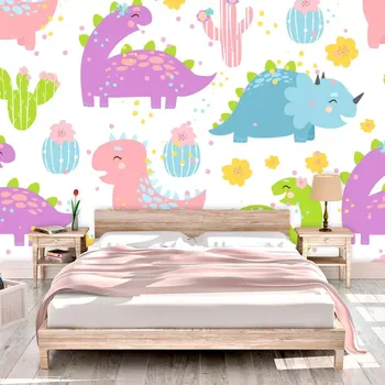 Tapeta Sablio Tapeta Dinosauři s kaktusy - 125x75 cm