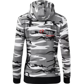 Dámská mikina Moje srdce bije pro firesport - Dámská mikina trendy zipper s kapucí - L ( Šedý maskáč )