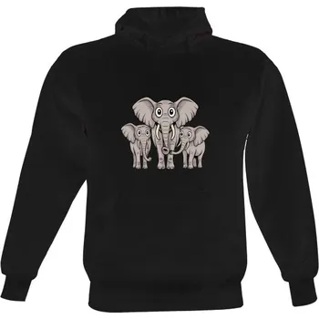 Pánská mikina Pánská mikina s kapucí s potiskem Slonice se slůňaty pánské