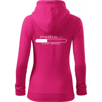 Dámská mikina Přemýšlím - Dámská mikina trendy zipper s kapucí - 2XL ( Purpurová )