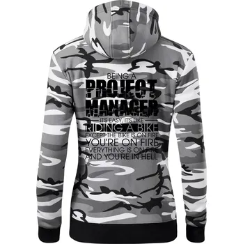 Dámská mikina Being A Project Manager - bike - Dámská mikina trendy zipper s kapucí - XS ( Šedý maskáč )