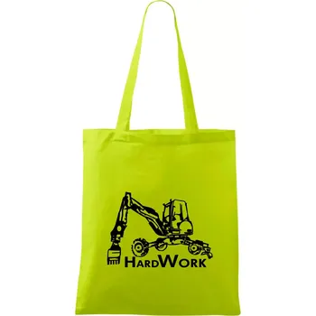Hard Work kráčivý bagr - Taška bavlněná - 42 x 38 cm ( Limetková )