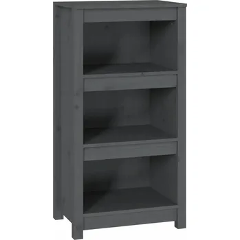 Knihovna Regál na knihy z masivního borovicového dřeva, šedý, 50x35x97 cm