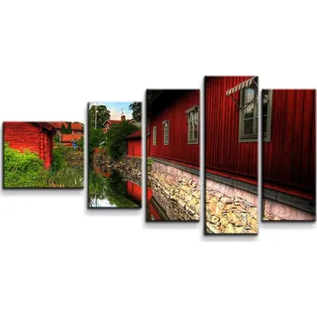 Obraz Sablio Obraz - 5-dílný Červený dům - 100x60 cm