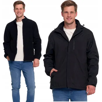 Pánská větrovka Teplá pánská nepromokavá bunda 3v1 s fleecem a kapucí Černá MORAJ L
