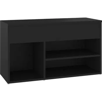 Botník Lavice na boty s policemi a úložným prostorem, černá, 80x30x45 cm