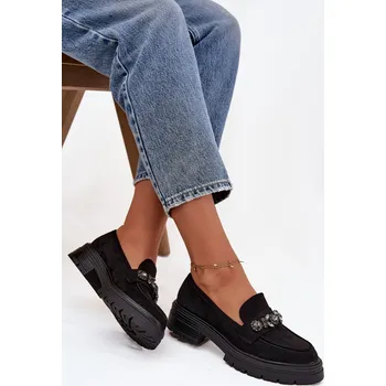 Dámské mokasíny Boto Eko Semišové Mokasíny Dámské S Dekorativní Broží Valiana Barva: Černá, Velikost: 38