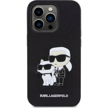 Karl Lagerfeld PU Saffiano Karl and Choupette Zadní Kryt pro iPhone 13 Pro Černá