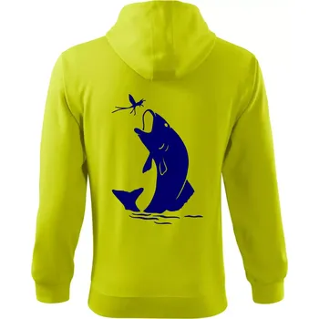 Pánská móda Ryba - komár - Mikina s kapucí na zip trendy zipper - L ( Limetková )