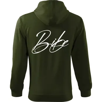 Pánská mikina Nápis bike - Mikina s kapucí na zip trendy zipper - XL ( Military )