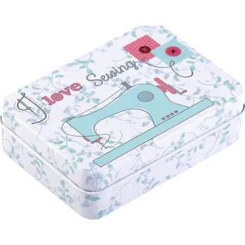 Organizér galanterie Plechová krabička na šití, malé, 2 tyrkys