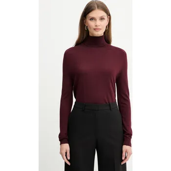 Dámský svetr Vlněný svetr Trussardi dámský, vínová barva, s golfem, M0106001164N 93X, vel. M