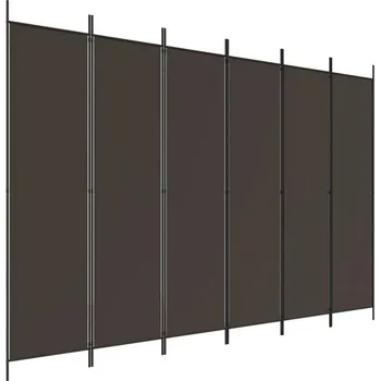 Paraván Skládací Paraván z látky a železa, hnědý, 300x200 cm, 6 panelů 46,5x178