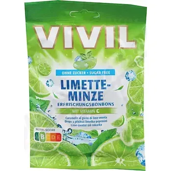 Cukrovinka Vivil Limetka-peprmint+vitamín C bez cukru 60g