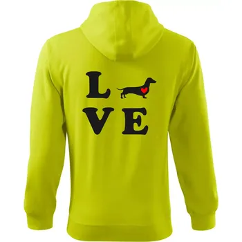 Pánská móda Jezevčík - Love - Mikina s kapucí na zip trendy zipper - M ( Limetková )