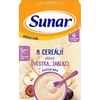Dětská výživa Sunar Mléčná kaše 8 cereál.švestka/jablko 6m+ 210g