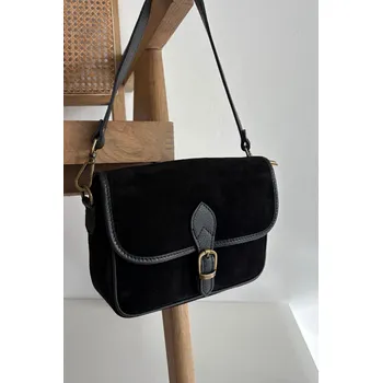 Kabelka Boto Kožená Semišová Kabelka Přes Rameno Norla Barva: Černá, Velikost: ONE SIZE