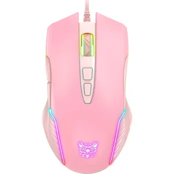 DeTech Herní myš Onikuma CW905, optická, 7D, RGB, růžová