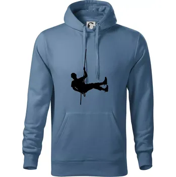 Pánská mikina Visící horolezec - Mikina pánská Cape s kapucí - M ( Denim )