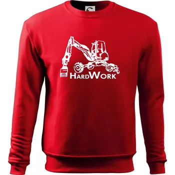 Pánská mikina Hard Work kráčivý bagr - Mikina Essential pánská - S ( Červená )