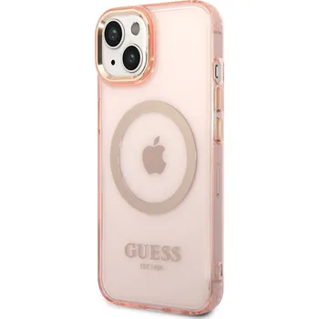 Pouzdro na mobilní telefon Guess Translucent MagSafe Zadní Kryt pro iPhone 14 Pink