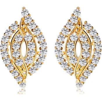 Náušnice Zlaté 14K náušnice - zvlněné zrnko poseté linií zirkonů